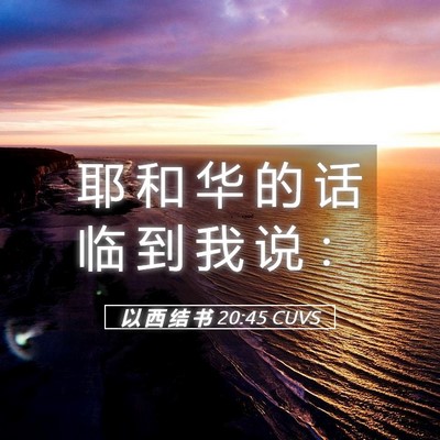Picture 05 - 以 西 结 书 20:45 CUVS - 耶 和 华 的 话 临 到 我 说 - Bible Verse Picture