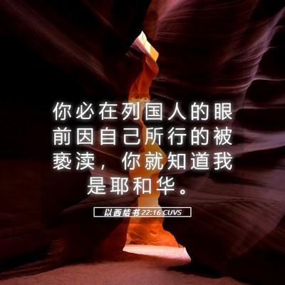 Picture 05 - 以 西 结 书 22:16 CUVS - 你 必 在 列 国 人 的 眼 前 因 自 己 - Bible Verse Picture