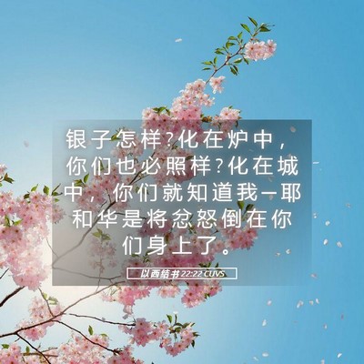 Picture 05 - 以 西 结 书 22:22 CUVS - 银 子 怎 样 ? 化 在 炉 中 ， 你 们 也 - Bible Verse Picture