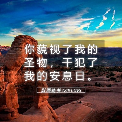 Picture 05 - 以 西 结 书 22:8 CUVS - 你 藐 视 了 我 的 圣 物 ， 干 犯 了 - Bible Verse Picture