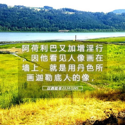 Picture 05 - 以 西 结 书 23:14 CUVS - 阿 荷 利 巴 又 加 增 淫 行 ， 因 他 - Bible Verse Picture