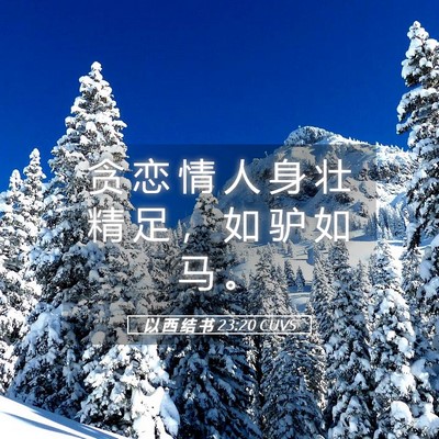 Picture 05 - 以 西 结 书 23:20 CUVS - 贪 恋 情 人 身 壮 精 足 ， 如 驴 如 - Bible Verse Picture