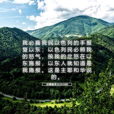 Picture 05 - 以 西 结 书 25:14 CUVS - 我 必 藉 我 民 以 色 列 的 手 报 复 - Bible Verse Picture