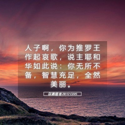 Picture 05 - 以 西 结 书 28:12 CUVS - 人 子 啊 ， 你 为 推 罗 王 作 起 哀 - Bible Verse Picture