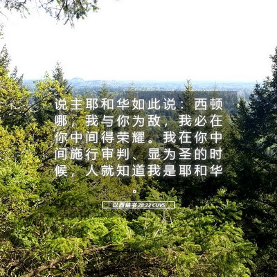 Picture 05 - 以 西 结 书 28:22 CUVS - 说 主 耶 和 华 如 此 说 ： 西 顿 哪 - Bible Verse Picture