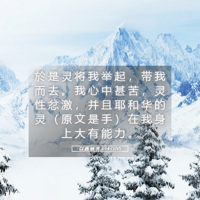Picture 05 - 以 西 结 书 3:14 CUVS - 於 是 灵 将 我 举 起 ， 带 我 而 去 - Bible Verse Picture