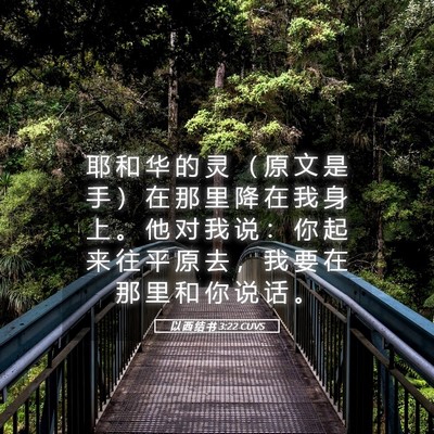 Picture 05 - 以 西 结 书 3:22 CUVS - 耶 和 华 的 灵 （ 原 文 是 手 ） 在 - Bible Verse Picture