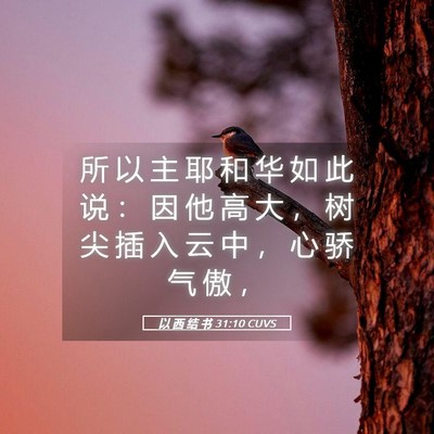 Picture 05 - 以 西 结 书 31:10 CUVS - 所 以 主 耶 和 华 如 此 说 ： 因 他 - Bible Verse Picture