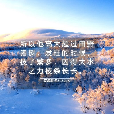 Picture 05 - 以 西 结 书 31:5 CUVS - 所 以 他 高 大 超 过 田 野 诸 树 ； - Bible Verse Picture