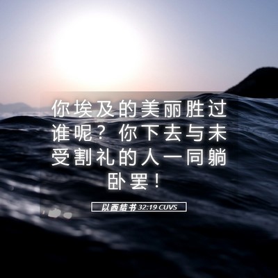 Picture 05 - 以 西 结 书 32:19 CUVS - 你 埃 及 的 美 丽 胜 过 谁 呢 ？ 你 - Bible Verse Picture