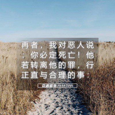 Picture 05 - 以 西 结 书 33:14 CUVS - 再 者 ， 我 对 恶 人 说 ： 你 必 定 - Bible Verse Picture