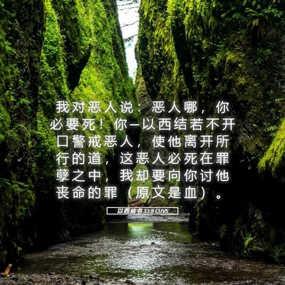 Picture 05 - 以 西 结 书 33:8 CUVS - 我 对 恶 人 说 ： 恶 人 哪 ， 你 必 - Bible Verse Picture
