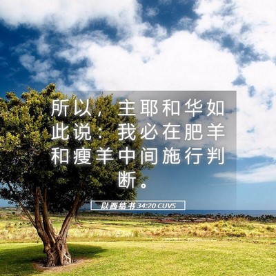 Picture 05 - 以 西 结 书 34:20 CUVS - 所 以 ， 主 耶 和 华 如 此 说 ： 我 - Bible Verse Picture