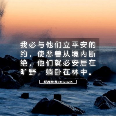 Picture 05 - 以 西 结 书 34:25 CUVS - 我 必 与 他 们 立 平 安 的 约 ， 使 - Bible Verse Picture