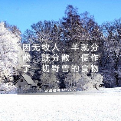 Picture 05 - 以 西 结 书 34:5 CUVS - 因 无 牧 人 ， 羊 就 分 散 ； 既 分 - Bible Verse Picture