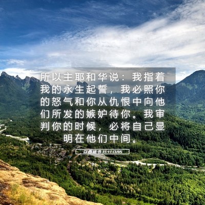 Picture 05 - 以 西 结 书 35:11 CUVS - 所 以 主 耶 和 华 说 ： 我 指 着 我 - Bible Verse Picture