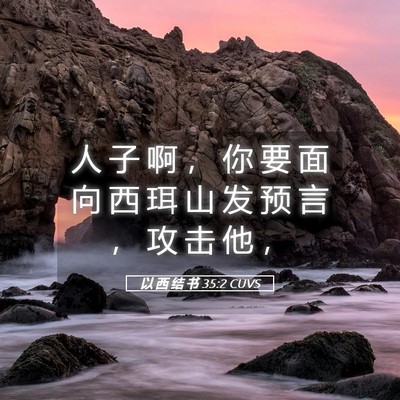 Picture 05 - 以 西 结 书 35:2 CUVS - 人 子 啊 ， 你 要 面 向 西 珥 山 发 - Bible Verse Picture