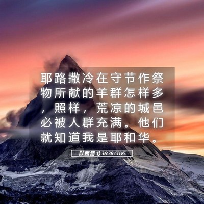 Picture 05 - 以 西 结 书 36:38 CUVS - 耶 路 撒 冷 在 守 节 作 祭 物 所 献 - Bible Verse Picture