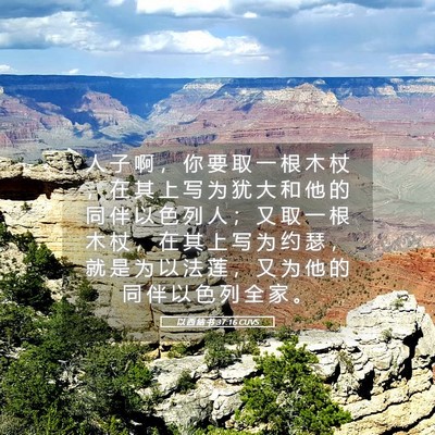 Picture 05 - 以 西 结 书 37:16 CUVS - 人 子 啊 ， 你 要 取 一 根 木 杖 ， - Bible Verse Picture