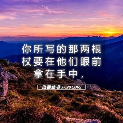 Picture 05 - 以 西 结 书 37:20 CUVS - 你 所 写 的 那 两 根 杖 要 在 他 们 - Bible Verse Picture