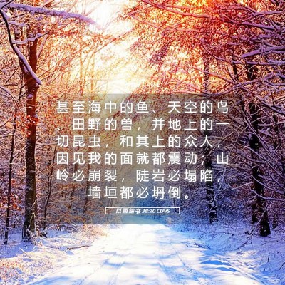 Picture 05 - 以 西 结 书 38:20 CUVS - 甚 至 海 中 的 鱼 、 天 空 的 鸟 、 - Bible Verse Picture