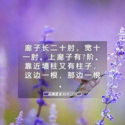 Picture 05 - 以 西 结 书 40:49 CUVS - 廊 子 长 二 十 肘 ， 宽 十 一 肘 。 - Bible Verse Picture