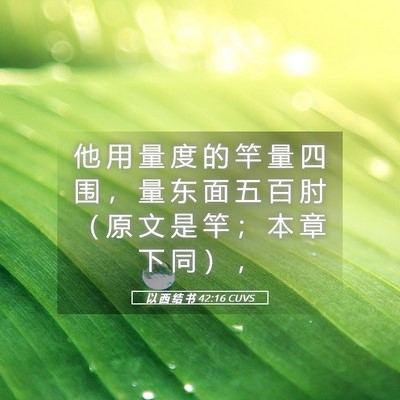 Picture 05 - 以 西 结 书 42:16 CUVS - 他 用 量 度 的 竿 量 四 围 ， 量 东 - Bible Verse Picture