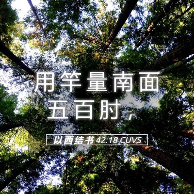 Picture 05 - 以 西 结 书 42:18 CUVS - 用 竿 量 南 面 五 百 肘 - Bible Verse Picture