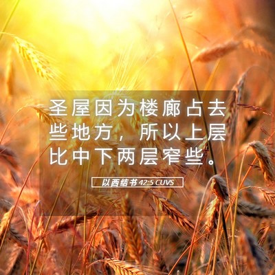 Picture 05 - 以 西 结 书 42:5 CUVS - 圣 屋 因 为 楼 廊 占 去 些 地 方 ， - Bible Verse Picture