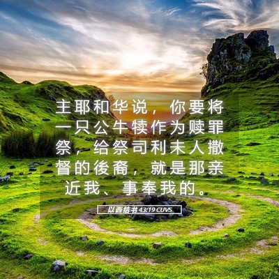 Picture 05 - 以 西 结 书 43:19 CUVS - 主 耶 和 华 说 ， 你 要 将 一 只 公 - Bible Verse Picture