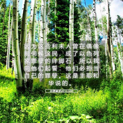 Picture 05 - 以 西 结 书 44:12 CUVS - 因 为 这 些 利 未 人 曾 在 偶 像 前 - Bible Verse Picture