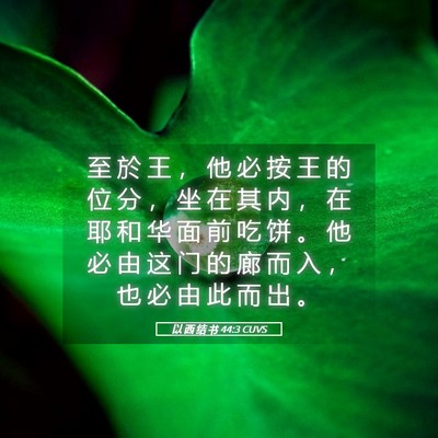 Picture 05 - 以 西 结 书 44:3 CUVS - 至 於 王 ， 他 必 按 王 的 位 分 ， - Bible Verse Picture
