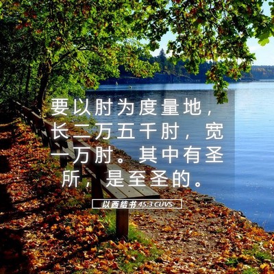 Picture 05 - 以 西 结 书 45:3 CUVS - 要 以 肘 为 度 量 地 ， 长 二 万 五 - Bible Verse Picture
