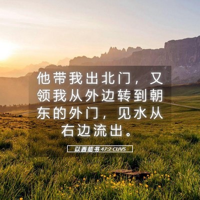 Picture 05 - 以 西 结 书 47:2 CUVS - 他 带 我 出 北 门 ， 又 领 我 从 外 - Bible Verse Picture