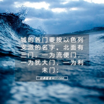 Picture 05 - 以 西 结 书 48:31 CUVS - 城 的 各 门 要 按 以 色 列 支 派 的 - Bible Verse Picture