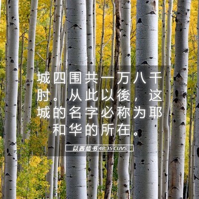 Picture 05 - 以 西 结 书 48:35 CUVS - 城 四 围 共 一 万 八 千 肘 。 从 此 - Bible Verse Picture
