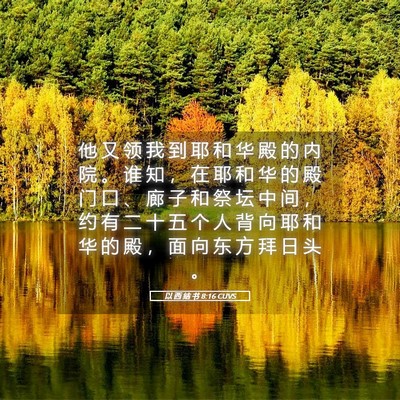 Picture 05 - 以 西 结 书 8:16 CUVS - 他 又 领 我 到 耶 和 华 殿 的 内 院 - Bible Verse Picture