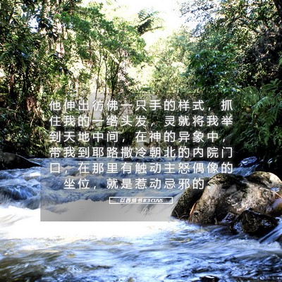 Picture 05 - 以 西 结 书 8:3 CUVS - 他 伸 出 彷 佛 一 只 手 的 样 式 ， - Bible Verse Picture