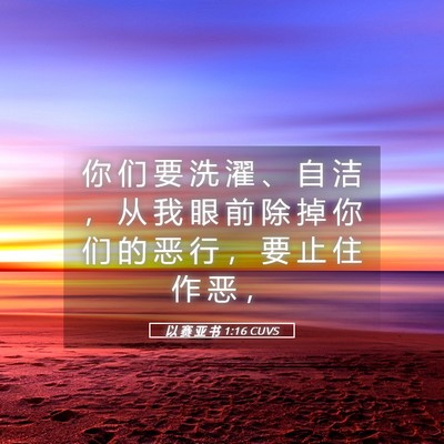 Picture 05 - 以 赛 亚 书 1:16 CUVS - 你 们 要 洗 濯 、 自 洁 ， 从 我 眼 - Bible Verse Picture