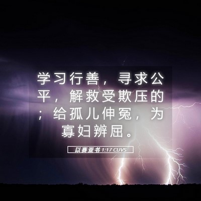 Picture 05 - 以 赛 亚 书 1:17 CUVS - 学 习 行 善 ， 寻 求 公 平 ， 解 救 - Bible Verse Picture