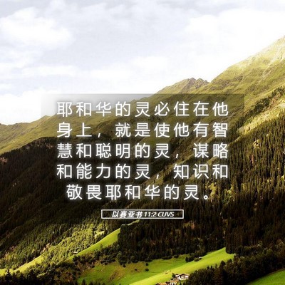 Picture 05 - 以 赛 亚 书 11:2 CUVS - 耶 和 华 的 灵 必 住 在 他 身 上 ， - Bible Verse Picture