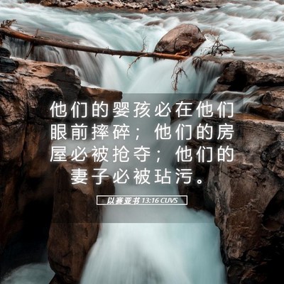 Picture 05 - 以 赛 亚 书 13:16 CUVS - 他 们 的 婴 孩 必 在 他 们 眼 前 摔 - Bible Verse Picture