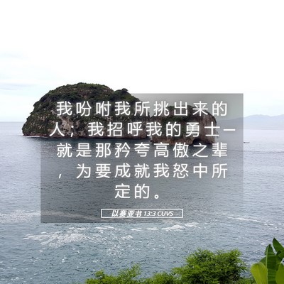 Picture 05 - 以 赛 亚 书 13:3 CUVS - 我 吩 咐 我 所 挑 出 来 的 人 ； 我 - Bible Verse Picture