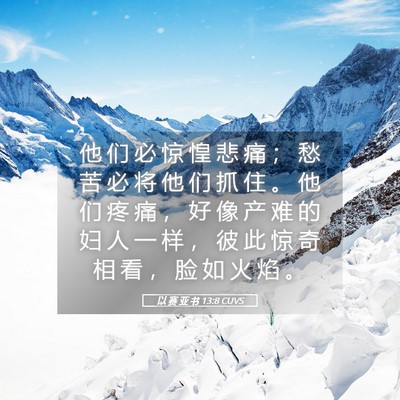 Picture 05 - 以 赛 亚 书 13:8 CUVS - 他 们 必 惊 惶 悲 痛 ； 愁 苦 必 将 - Bible Verse Picture
