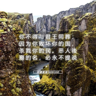 Picture 05 - 以 赛 亚 书 14:20 CUVS - 你 不 得 与 君 王 同 葬 ； 因 为 你 - Bible Verse Picture