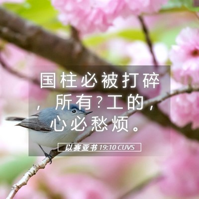 Picture 05 - 以 赛 亚 书 19:10 CUVS - 国 柱 必 被 打 碎 ， 所 有 ? 工 的 ， - Bible Verse Picture