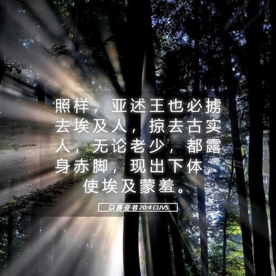 Picture 05 - 以 赛 亚 书 20:4 CUVS - 照 样 ， 亚 述 王 也 必 掳 去 埃 及 - Bible Verse Picture