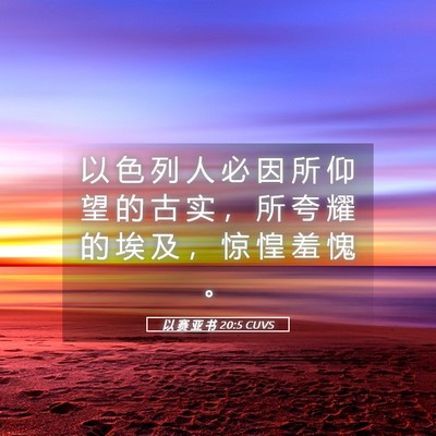 Picture 05 - 以 赛 亚 书 20:5 CUVS - 以 色 列 人 必 因 所 仰 望 的 古 实 - Bible Verse Picture