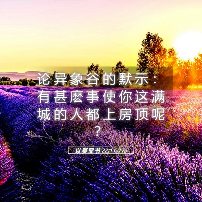 Picture 05 - 以 赛 亚 书 22:1 CUVS - 论 异 象 谷 的 默 示 ： 有 甚 麽 事 - Bible Verse Picture