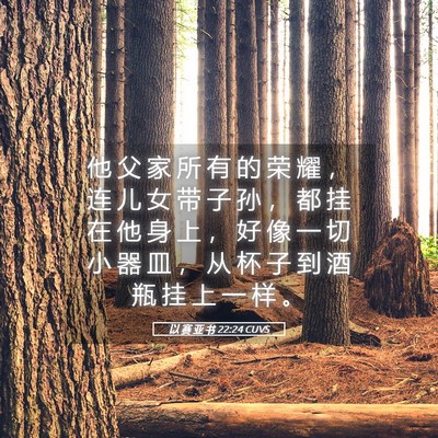 Picture 05 - 以 赛 亚 书 22:24 CUVS - 他 父 家 所 有 的 荣 耀 ， 连 儿 女 - Bible Verse Picture